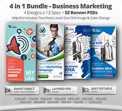 网店对联/横幅广告模板(服装类/4套)：52 Business Marketing Web Banners - 4 in